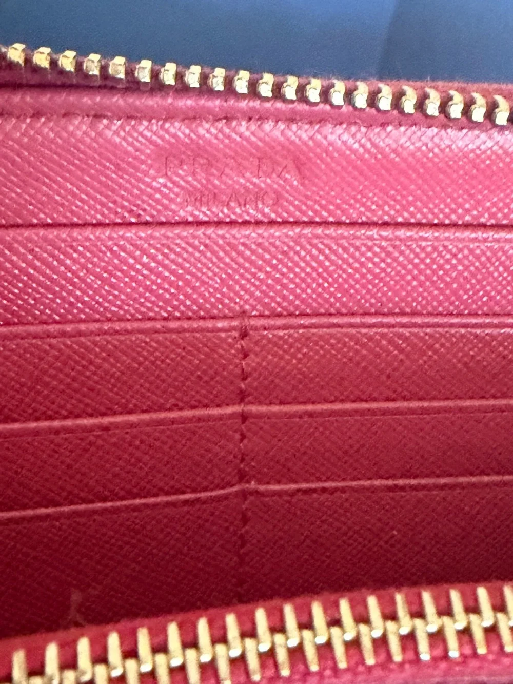 Prada Saffiano Vernice Zip-Around Wallet Clutch Berry Magenta 1ML506